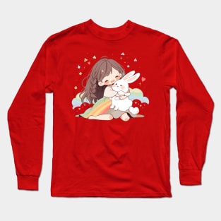 cut , rabbit , girl , rainbow Long Sleeve T-Shirt